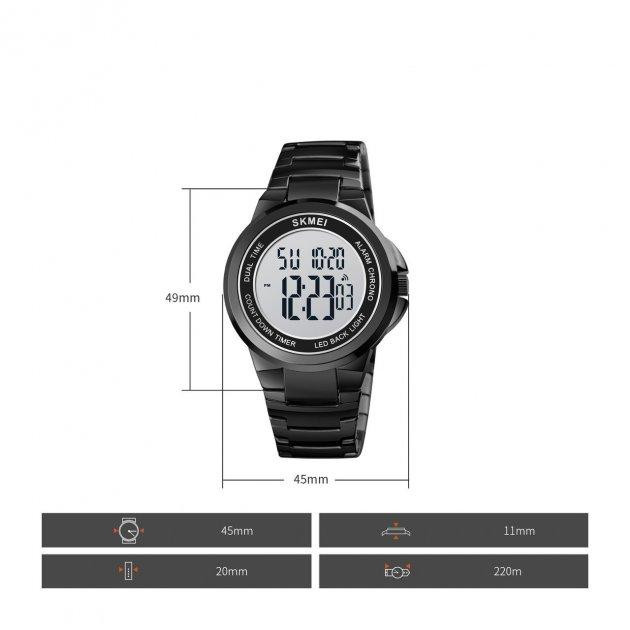 Чоловічий наручний годинник Skmei 1712 Чорний з білим циферблатом Вінниця - фото 5