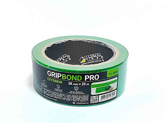 MASTERTOOL Стрічка малярна для грубих робіт MASTERTOOL GripBond Pro Exterior 38 мм×25 м зелена Коломия