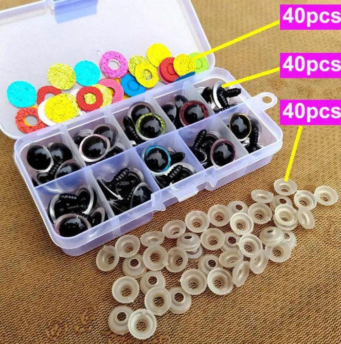 3d Глаза для игрушек 16 мм цветные винтовые с фиксатором 40 шт. Киев - изображение 2