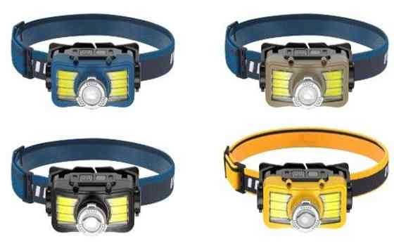 Налобний ліхтар Rablex RB955, жовтий+білий+червоний, T6+6хCOB, Zoom, Сенсор, акум, Type-C Дніпро