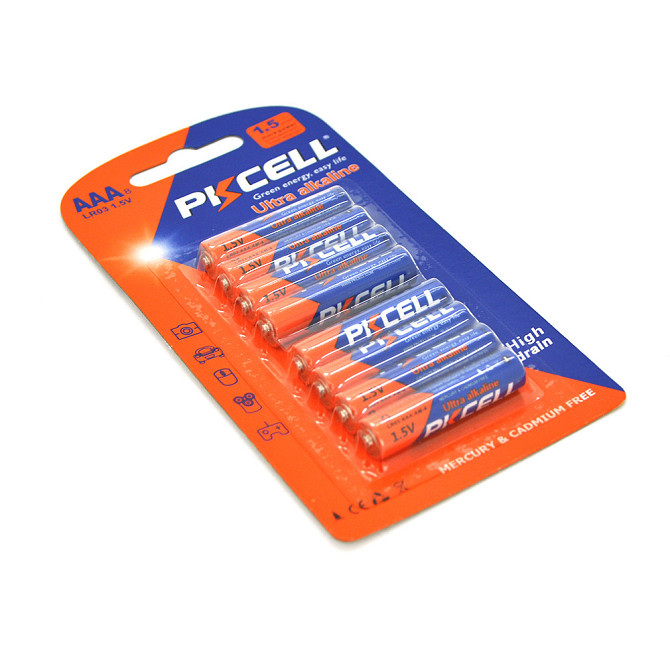 Батарейка щелочная PKCELL 1.5V AAA/LR03, 8 штук в блистере цена за блистер, Q12 Полтава - изображение 1