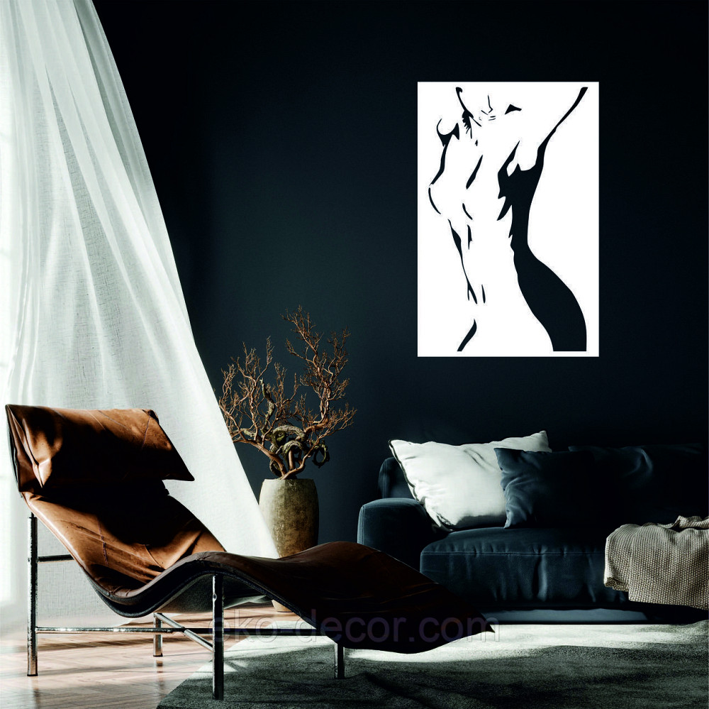 Декоративное настенное Панно «Силуэт женщины», Декор на стену 90*59 см, Белый Киев - изображение 1
