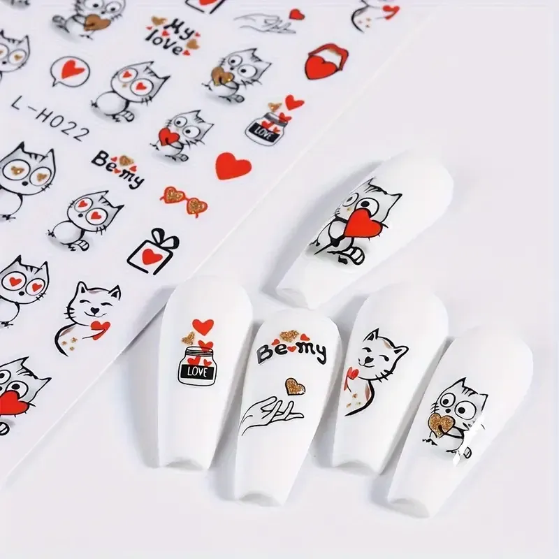 Наклейки для ногтей Котики и Сердца (2 шт.) Киев - изображение 3