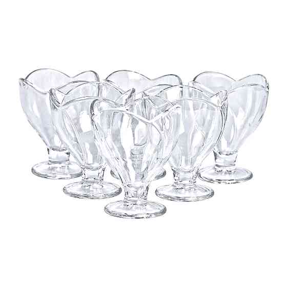 Yiwu Набір креманок на ніжці 6 шт креманки скляні для десертів, морозива, желе набір 180 мл HP- Коломыя