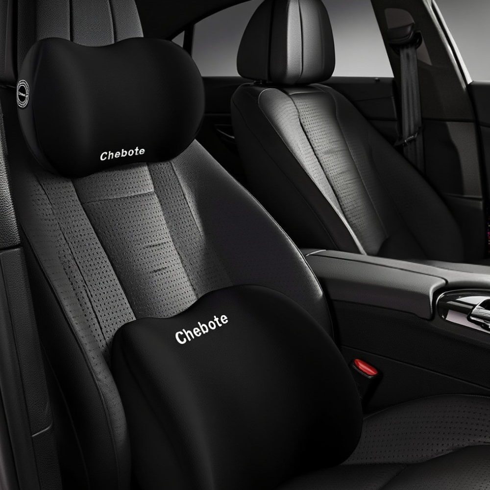 Набір подушок в машину під шию і спину в авто, подушки на підголівник і спинку сидіння, чорні Кам'янець-Подільський - фото 3