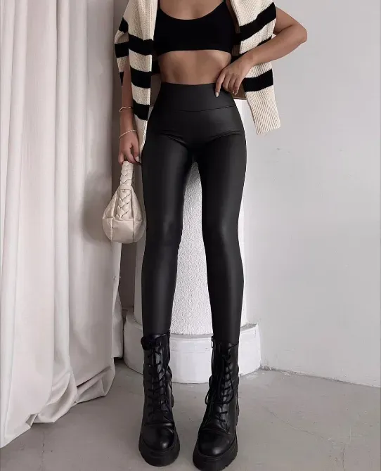 Женские лосины из матовой эко кожи теплые на флисе Харьков - изображение 4