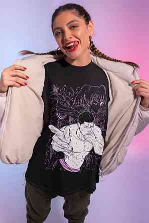 Футболка для хлопчика з аніме принтом Магічна битва оверсайз (зріст від 165 до 180) Чорний AnimeJ1164m Дніпро