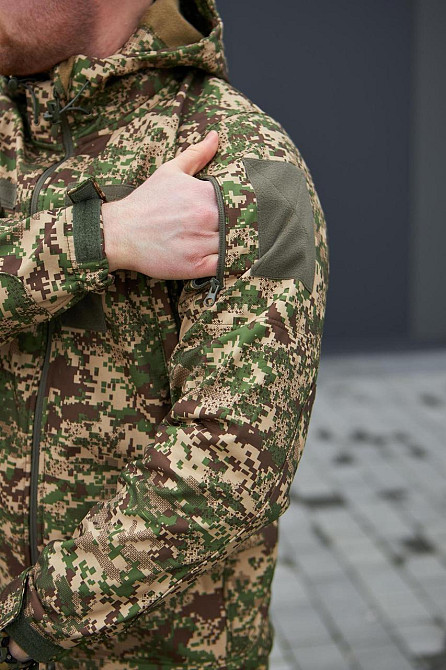 Тактична куртка піксель софт шел, демісезонна весняна водовідштовхувальна куртка з капюшоном для військових.   WAR Львів - фото 5