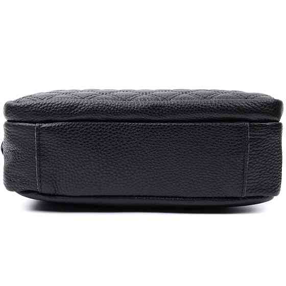 Женская сумка прошитая ромбами на лицевой стороне из натуральной кожи Vintage 22634 Черная Киев