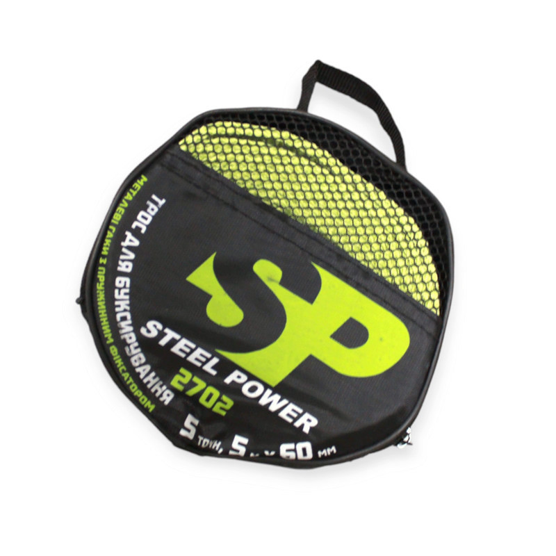 Трос лента 5 т х 5,0м х 60мм крюк/салат./сумка/полипропилен steel power буксир. Мукачево - изображение 1