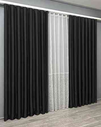 Комплект штор VR-Textil Bagema Rvs 200х270 2шт і Тюль 600х270 1895ш-1672т Чорний з білим 71-169/7 Київ