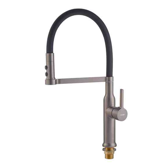 Змішувач для кухні MIXXUS PREMIUM PULL 017 GRAPHITE REFL.BLACK (латунь/колір графіт+силіконовий чорний вилив) (MI8278) Чернівці