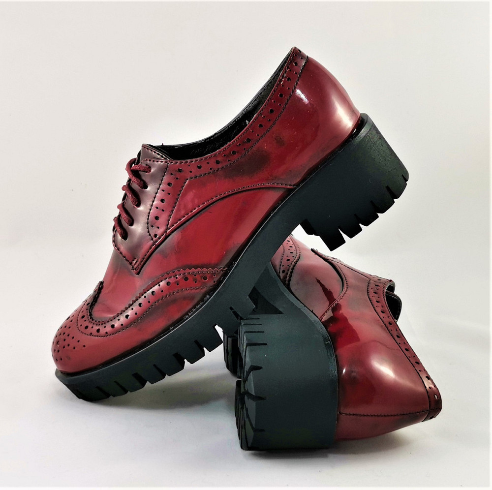 Жіночі Лакові Туфлі Бордо на Тракторній Підошві Сліпони Мокасини Червоні (розміри: 37) — 250 Дніпро - фото 8