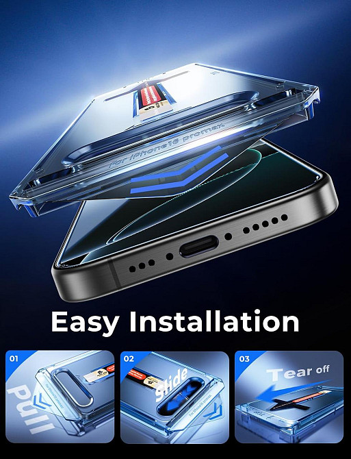 Захисне скло MAGIC JOHN iPhone 16 Pro Max 6.9" прозоре 2 шт загартоване 9H HD без бульбашок олеофобне автопиловидалення Київ - фото 3