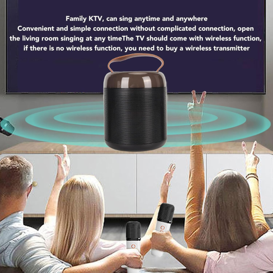 Караоке-машина Y2 Bluetooth 5.3 з 2 мікрофонами, портативна колонка з RGB-підсвічуванням, акумуляторна, чорна Київ