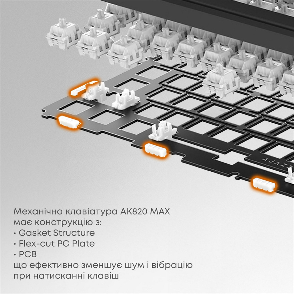 Клавіатура бездротова Ajazz AK820 Max Plus Day Dream Switch White (AK820MAX-DD-BWD) ( білий, синій ) Харьков - изображение 13