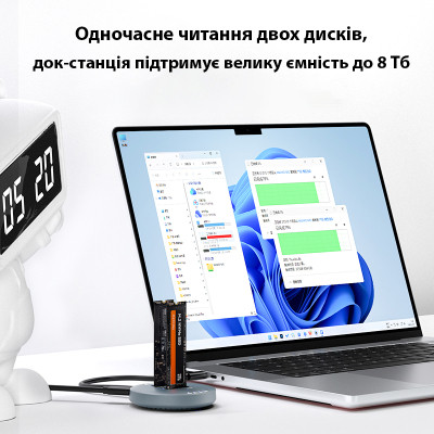 Док-станция для накопителей Maiwo 2*NVMe M.2 SSD to USB3.2 Gen2 USB-C 10Gbps (K3026P2 grey) Винница - изображение 12