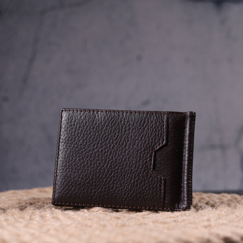 Отличный зажим для денег из натуральной кожи KARYA 21353 Коричневый Киев - изображение 8