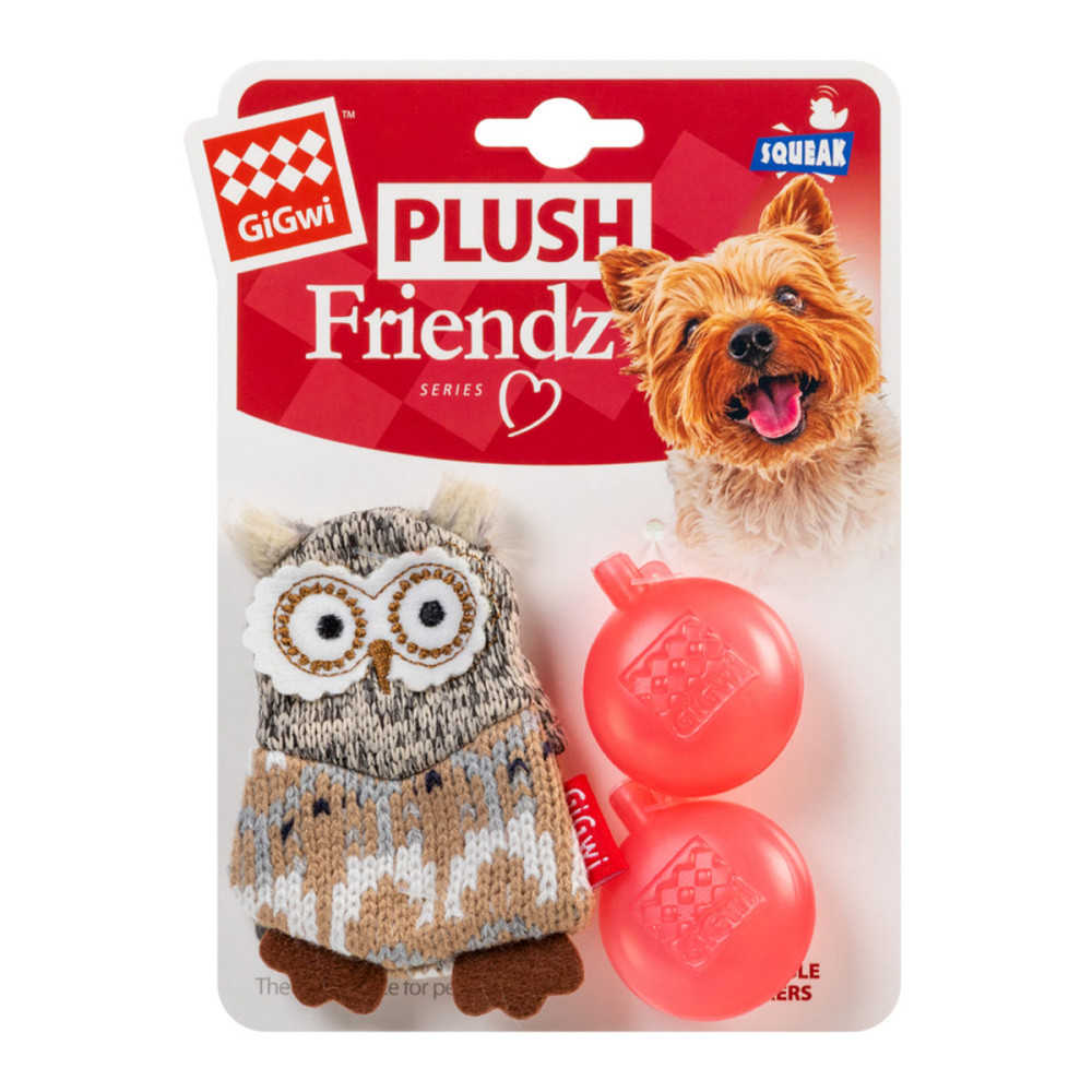 Игрушка для собак Сова с пищалкой GiGwi Plush Friendz, текстиль, 10 см Киев - изображение 2
