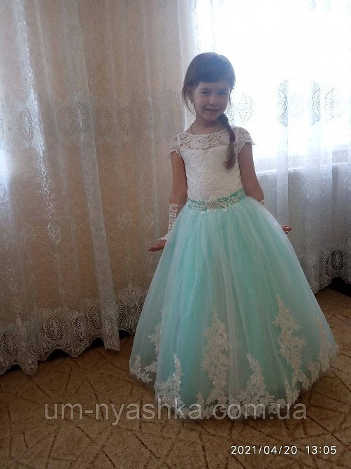Длинное нарядное платье Дианочка Мята на 4-5, 6-7лет Кривой Рог - изображение 4