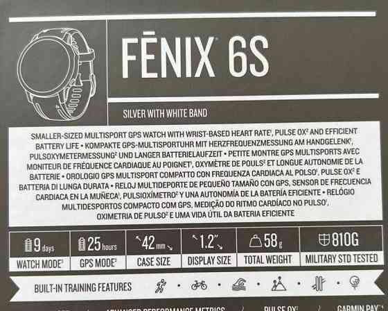 Смарт-Часи Спортивний годинник Garmin Fenix 6S Silver with White Band Київ