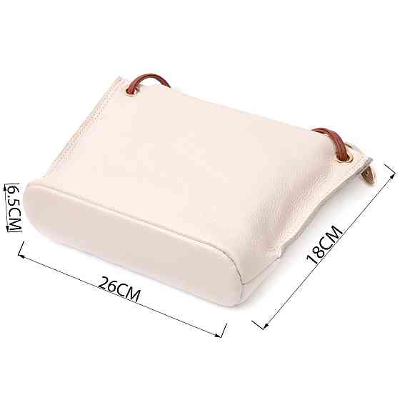 Жіноча трапецієподібна сумка на плече з натуральної шкіри Vintage 22396 Біла Київ