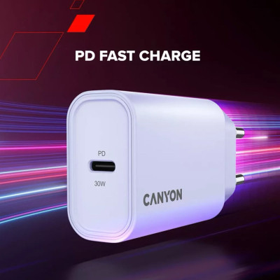 Зарядний пристрій Canyon 30CL OnCharge USB-C PD30W Purple (CNE-CHA30CLPU) Вінниця - фото 7