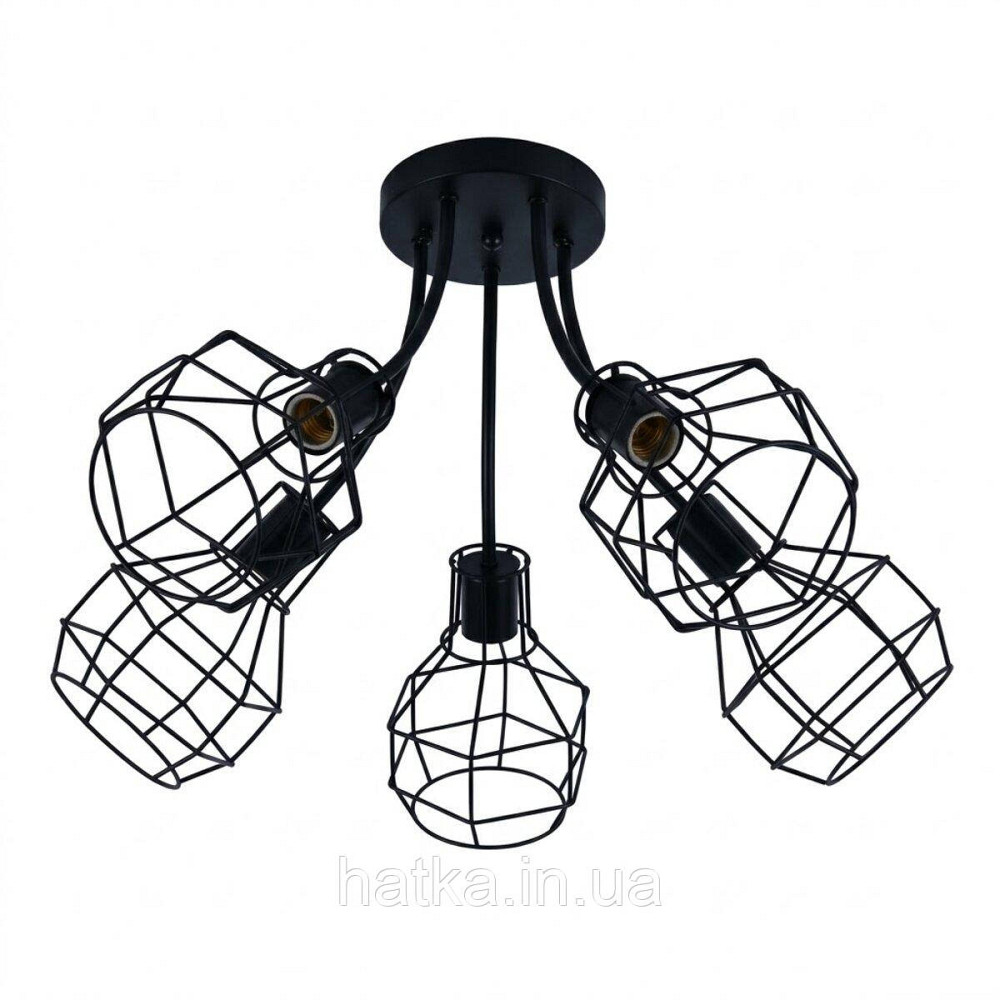 Люстра стельова на 5 плафонів VALESO XL25041A-5 для вітальні та спальні Чорний XL25041A-5 Київ - фото 1