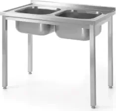 Гриль Stół przyścienny stalowy skręcany z dwoma zlewami 100x70x85 cm - Hendi 812952 Київ