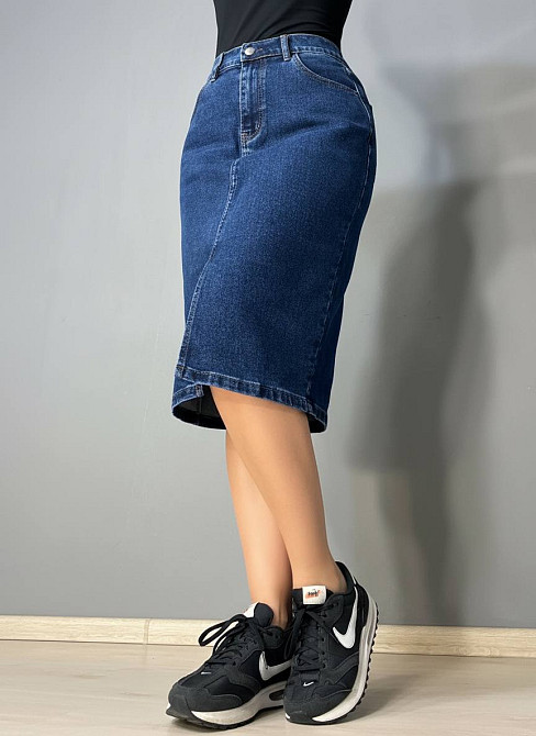 Юбка женская джинсовая Vanver 8239 с разрезом миди на резинке большие размеры синяя, синий, З2, 32, 93 см, 110 см Киев - изображение 9