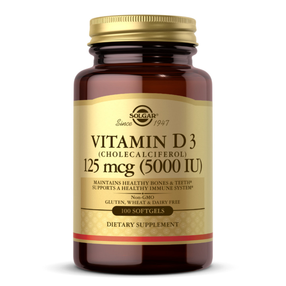 Витамин Д Solgar Vitamin D3 Cholecalciferol 125 mcg 5000 IU 100 softgels Киев - изображение 1