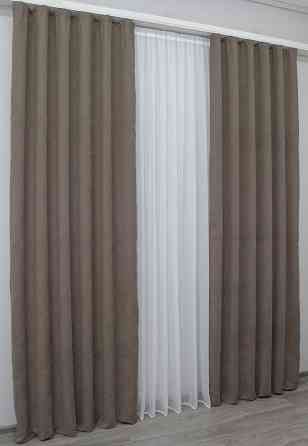 Комплект готових штор VR-Textil Мікровелюр SPARTA № 1035ш Какао 150х285 см 2 шт (30-825) Київ