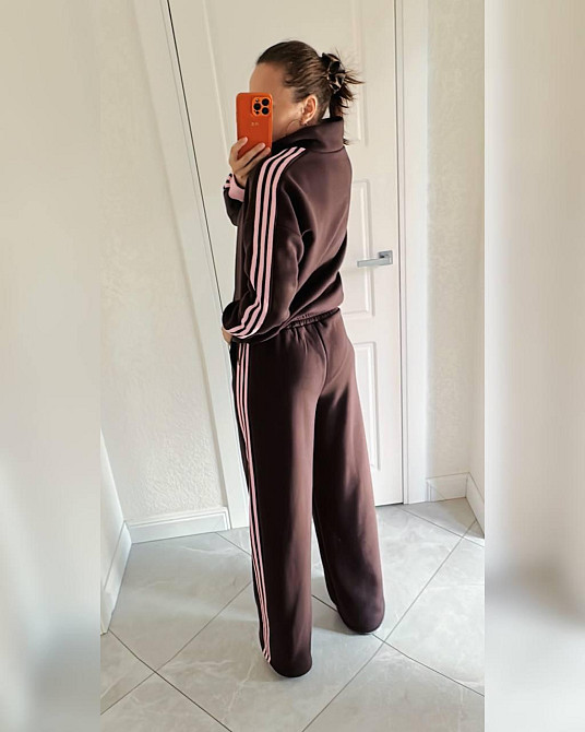 Женский теплый прогулочный костюм двойка с лампасами трехнить на флисе 48/52 Одесса - изображение 3