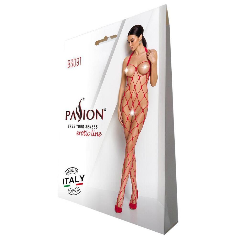 Бодістокінг у дуже велику сітку Passion BS091 red, з доступом Sex Aura Київ - фото 4