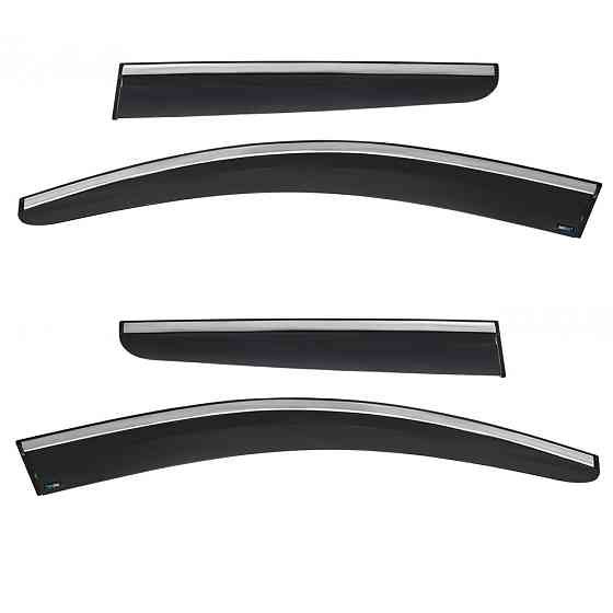 Дефлектори вікон (вітровики) з хром полосою Nissan Qashqai 2007-2014, 4шт, SunPlex, на скотчі Вінниця