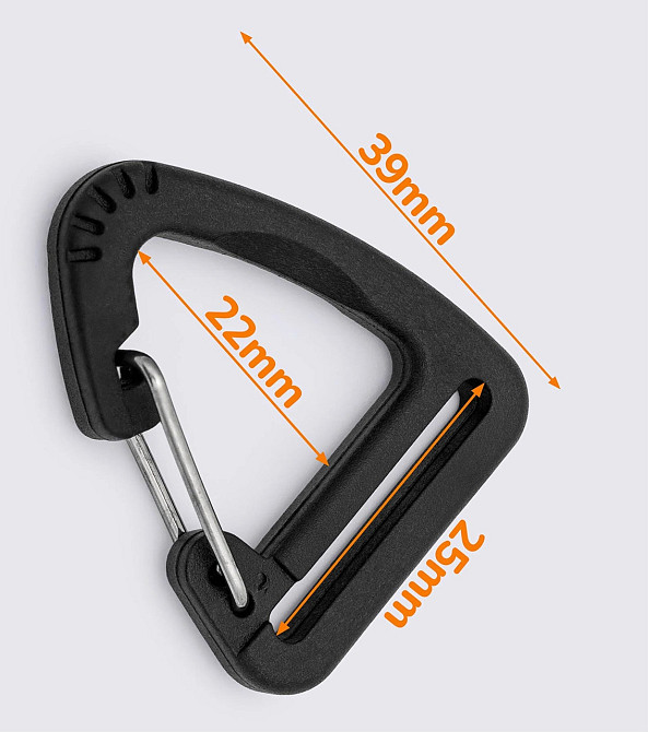 Карабін пластиковий 2.5 мм чорний під тактичні вироби для кріплення рукавичок Одеса - фото 4