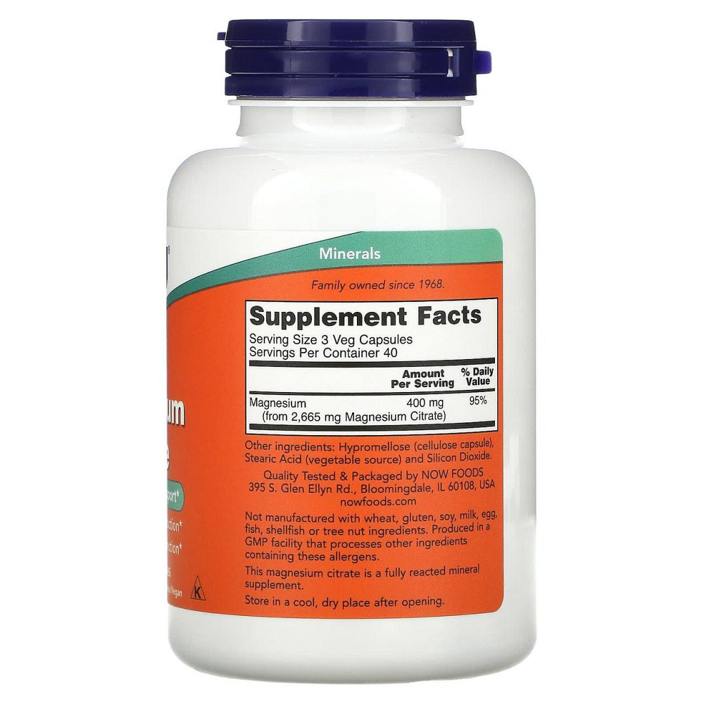 Магній цитрат Now Foods Magnesium Citrate 120 рослинних капсул Київ - фото 2