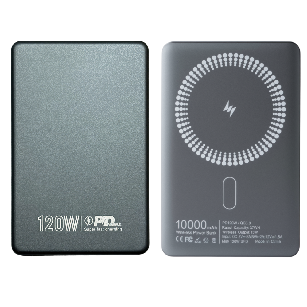 Павербанк 10000мАч для смартфона з бездротовою магнітною зарядкою, бездротовий Power Bank для iPhone магсейф Grey Кам'янець-Подільський - фото 1