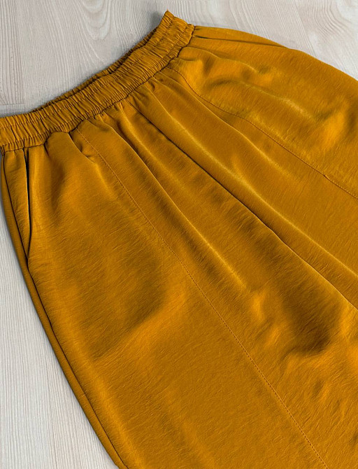 Брюки женские 0716 MOM шелковые с карманами горчица, горчица, XL Киев - изображение 17