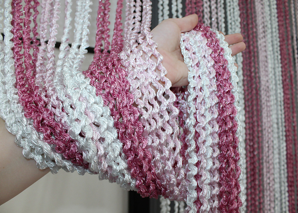 Штори-нитки спіраль з люрексом Білий з малиново-рожевим 300х300см 1 шт (61-057) Київ - фото 7