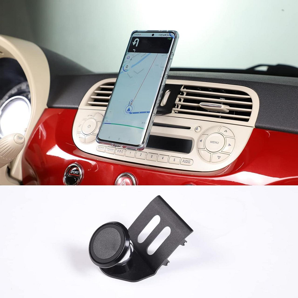 Автомобільний тримач для телефону на панель приладів для Fiat 500 (2010–2015), з алюмінієвого сплаву, на вентиляційну решітку Київ - фото 1