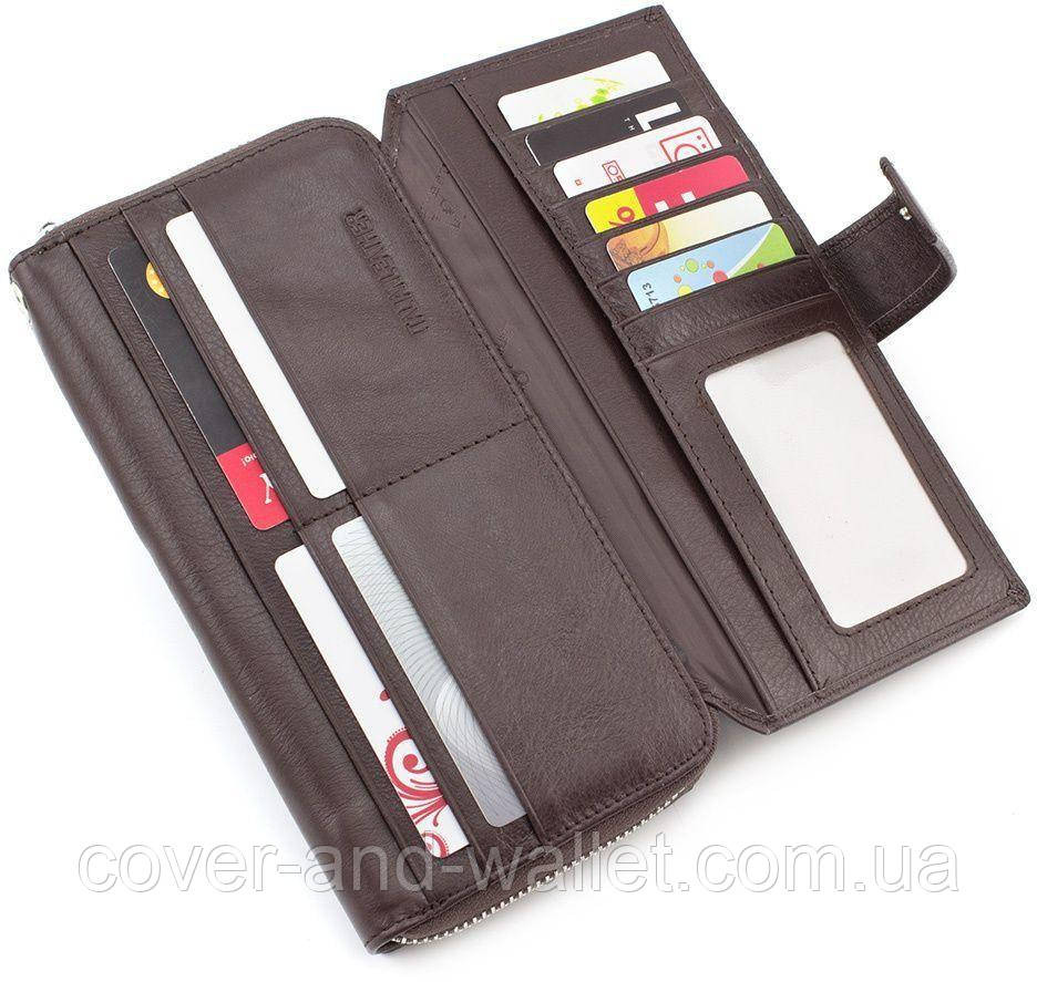 Коричневий шкіряний гаманець клатч ST 228 Київ - фото 4