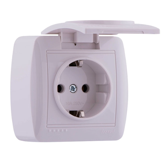 DEMET білий Розетка зовнішня із заземленням з кришкою Лезард Житомир - фото 1