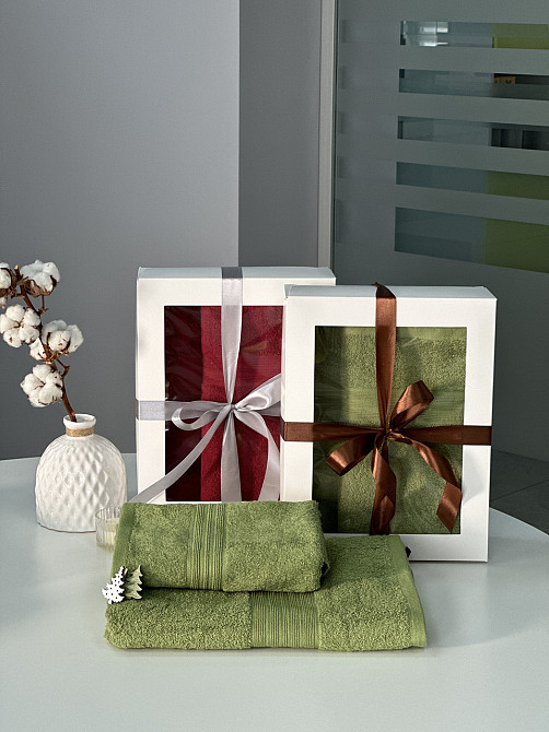 Подарочный набор полотенец Индия 50х90 см + 70х140 см, 100% хлопок Черновцы - изображение 1