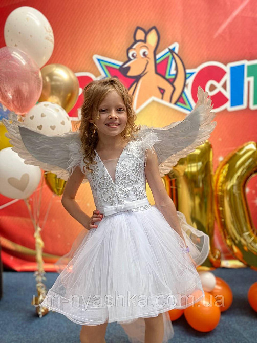 Сукня Сніжинка Дитяча біла сукня зі шлейфом та пір'ячком 116-128 Кривий Ріг - фото 4