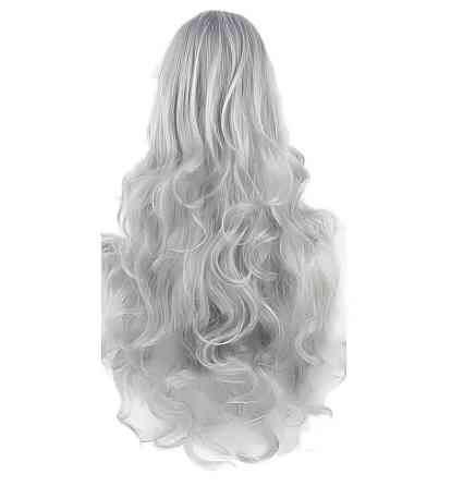 Довгі попелясті хвилясті перуки RESTEQ 80 см — високоякісне синтетичне волосся для косплею, аніме та фотосесій Київ