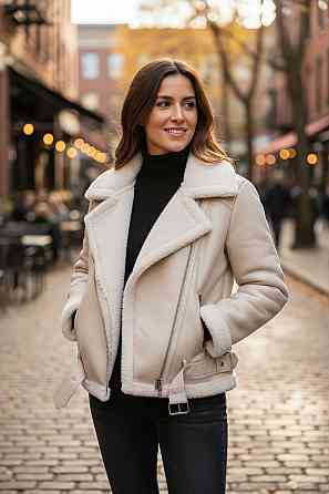 Дубленка женская Молочный M Харьков