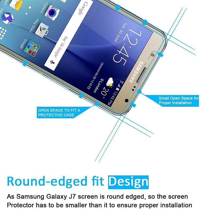 Защитное стекло p3-sm-j7 для Samsung J7 2015 прозрачное 3 шт закаленное 9H 0.33 мм HD олеофобное Киев - изображение 2