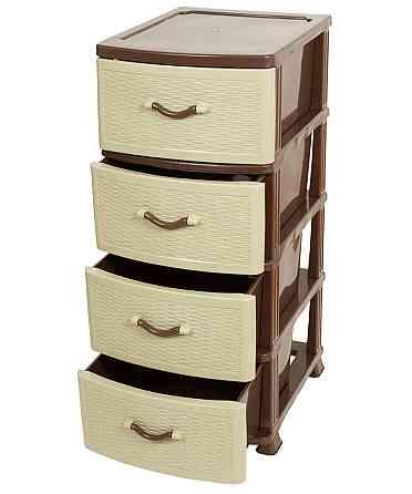 Комод пластиковий Efe Plastics 4 ящики 90х46х38, ротанг, бежево-коричневий. Ефе пластик* Одеса