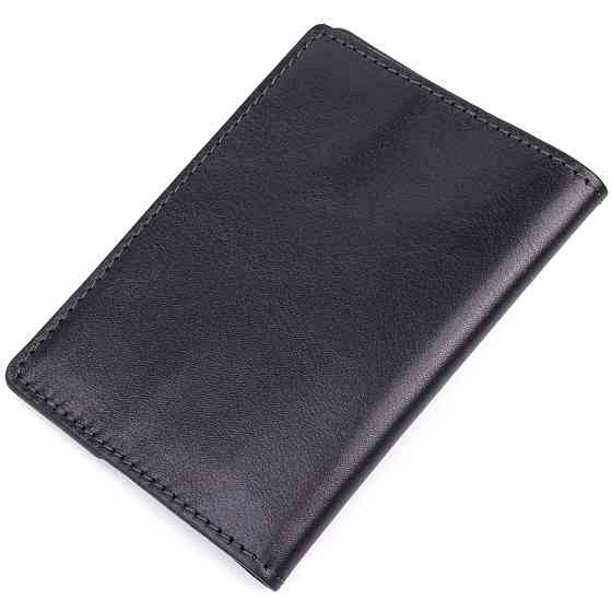 Красива шкіряна обкладинка на паспорт Чорна (GRANDE PELLE) Київ